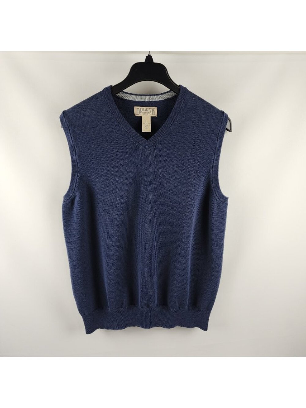 Duluth Vest Mens Large Blue Strongarm Cotton Comfort Sweater Vest 28709
